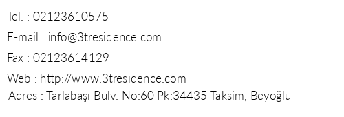 3t Residence & Offices telefon numaralar, faks, e-mail, posta adresi ve iletiim bilgileri